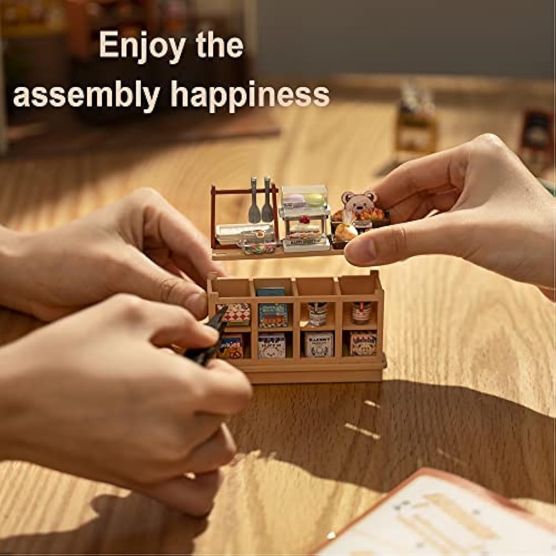 Rolife Dollhouses Becka's Baking House Miniature Wooden Doll House Kit with Furniture Wooden Building Kits with LED Lights for Girls and Women