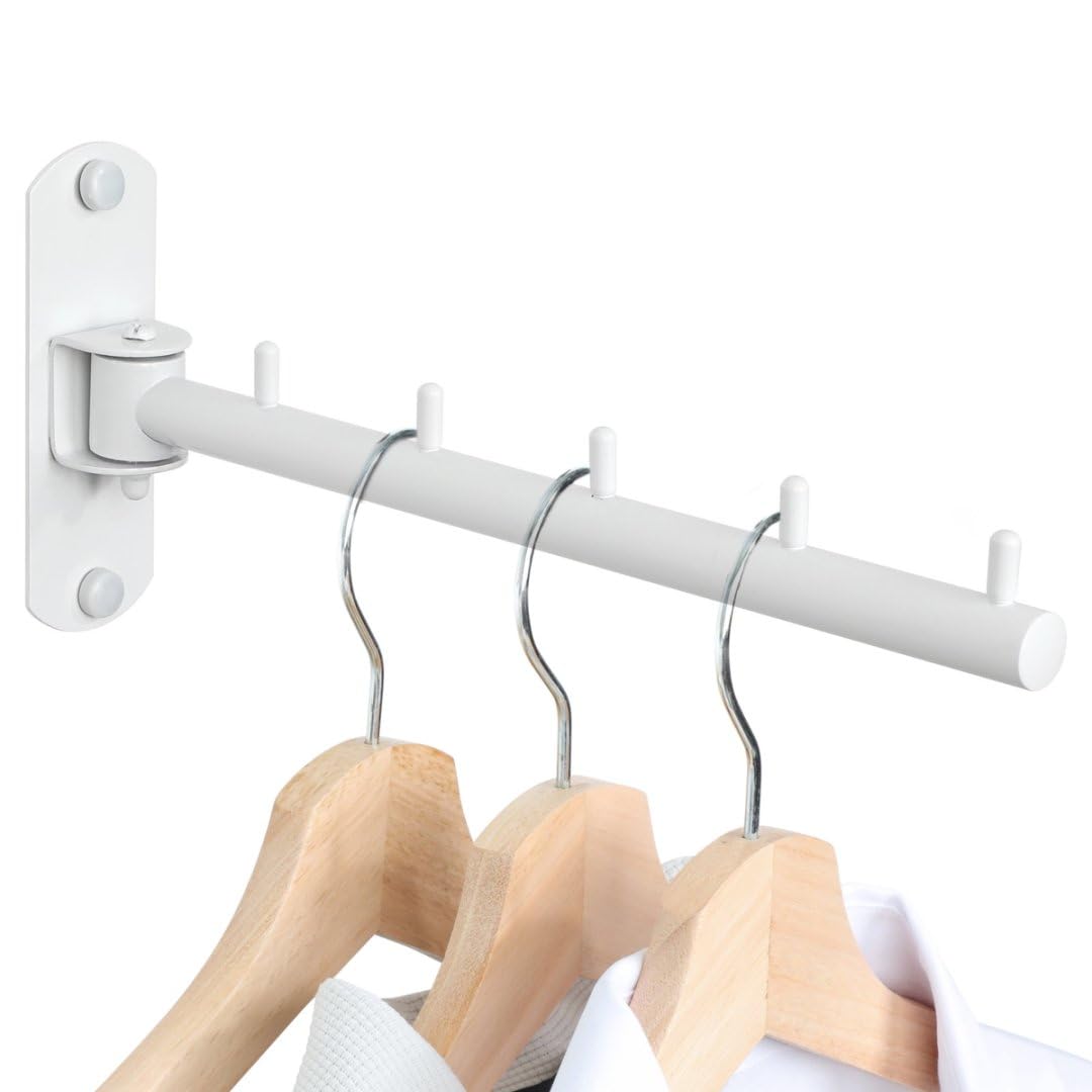 Mooche Clothes Rail Wall Mounted White, Swivel Clothes Rail, 275MM
