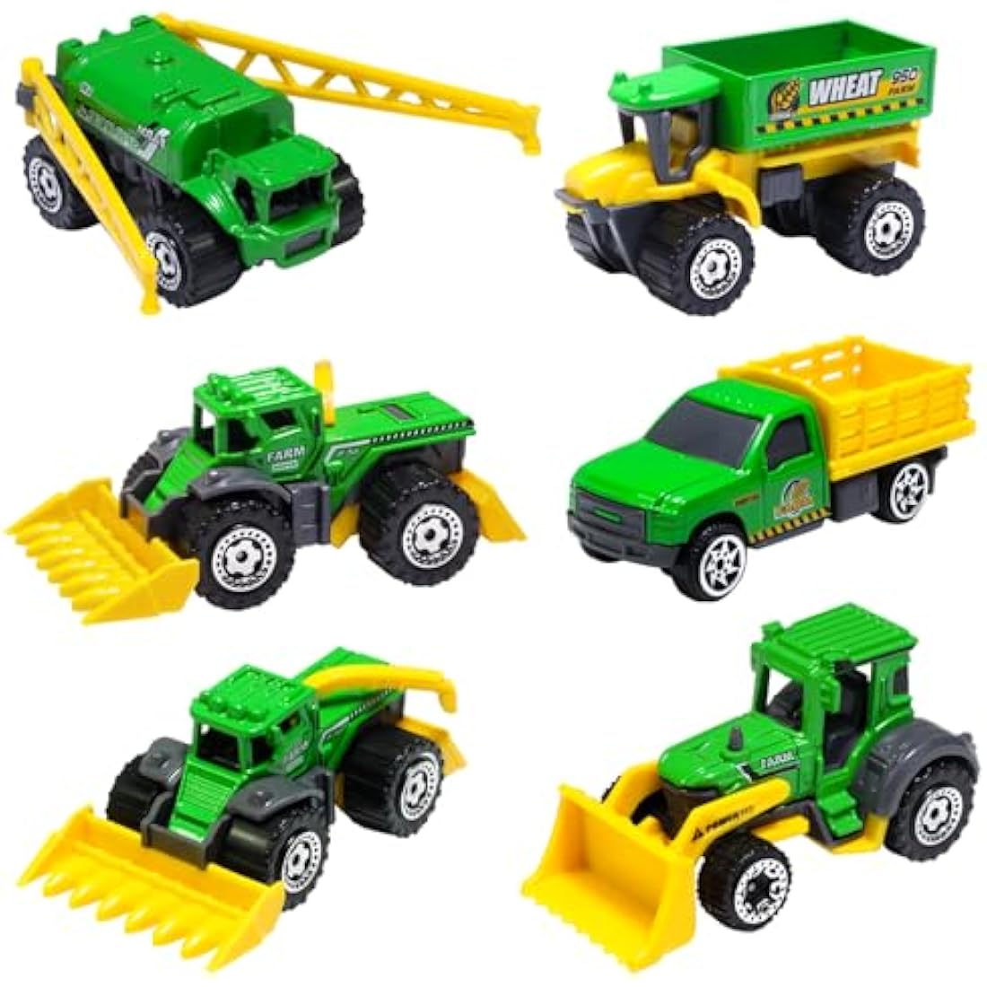 Oriate Children Diecasting Farm Car Tractor Toy Set 6pcs, Harvester, Transporter, Truck, Sprayer Small Farm Toys, Mini Cars Model Christmas, Birthday, 3 Years Old and Up Boys Girls Gifts