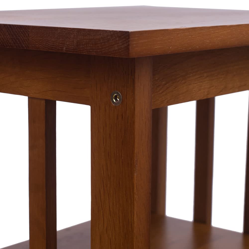 Aurotrice OAK Side Table 2 Storage Shelves Night Table End Table Grid Frame Rural Style 40 x 30 x 54 cm Large space