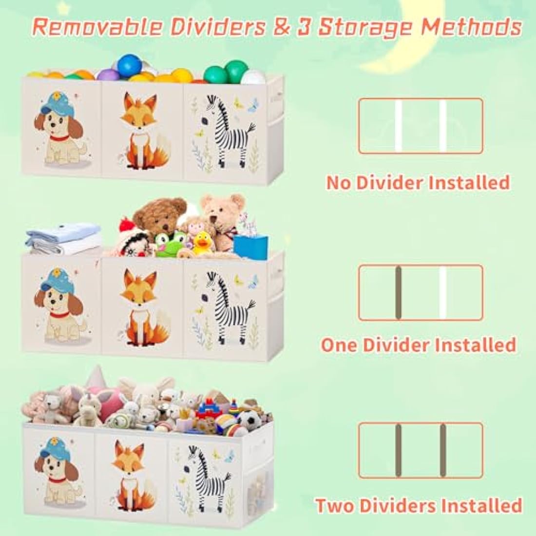 Restorgan Extra Large Toy Box Storage – Collapsible Sturdy Toy Storage Organizer with Lids, Cute Toy Chest Organizer for Boys Girls, Large Kids Toy box Bins for Playroom, Bedroom, Nursery (Beige)