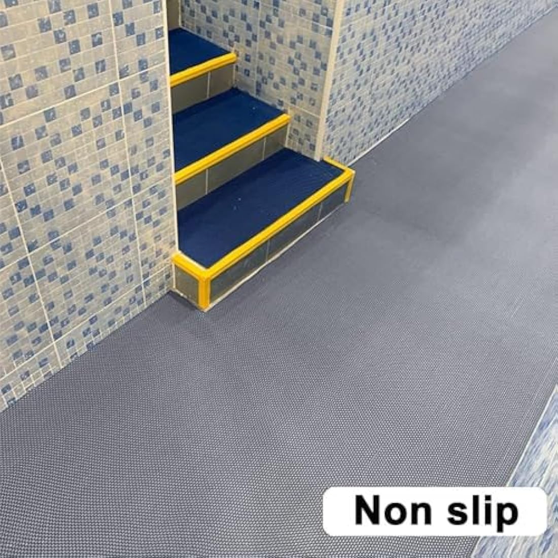 BWKJMY Non-slip Drainage mat 300 X 90cm Commercial Waterproof Floor Mat for Indoor Outdoor Wet Area S-Shaped Rubber Mat for Pool,Kitchen, Bathroom, Restaurant, Garden (Grey)