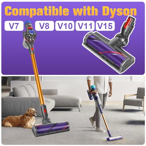 MOPEI Direct Drive Cleaner Head Compatible with Dyson V7 V8 V10 V11 V15 Vacuum Cleaner, Good for Carpets and Hard Floors