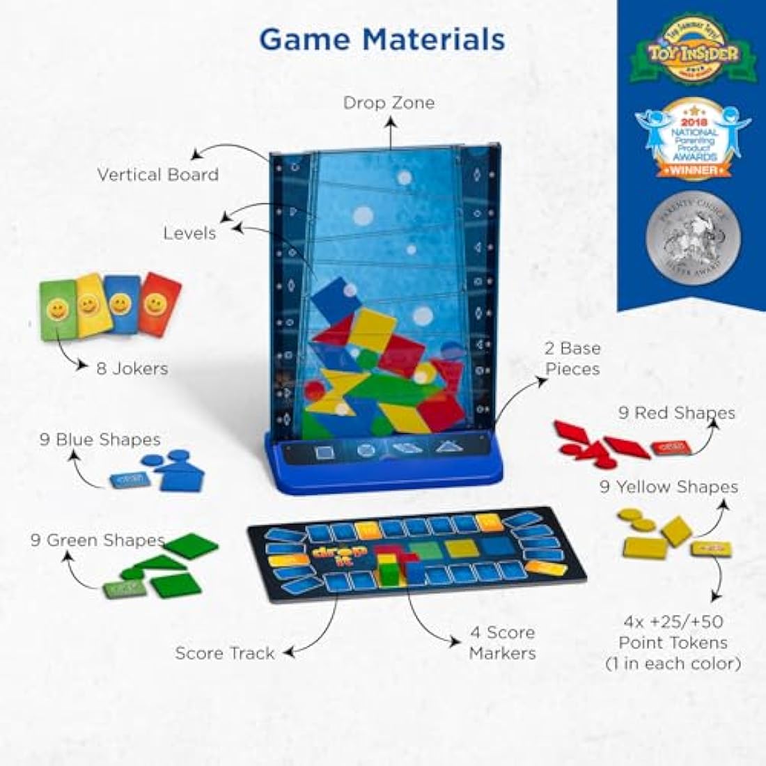 Thames & Kosmos Drop It, Competitive Game, Family Games for Game Night, Strategy Board Games for Adults and Kids, For 2 to 4 Players, Age 8+