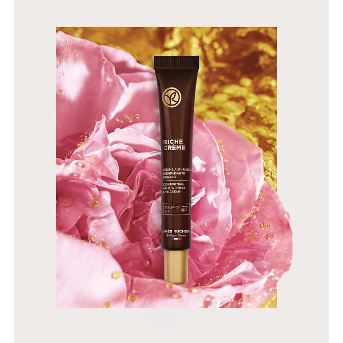 Yves Rocher RICHE CRÈME - Anti-Wrinkle Care - Regenerating Anti-Ageing Eye Cream - Against Wrinkles & Bags - With Oil of 1000 Roses for Intensive Cell Regeneration - 14 ml