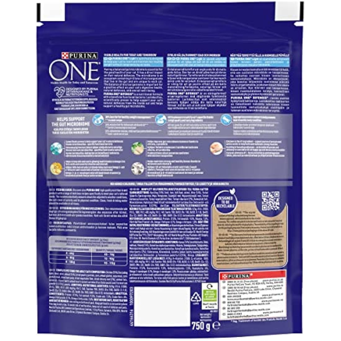 PURINA ONE Light Chicken Dry Cat Food 750g (Pack of 4)