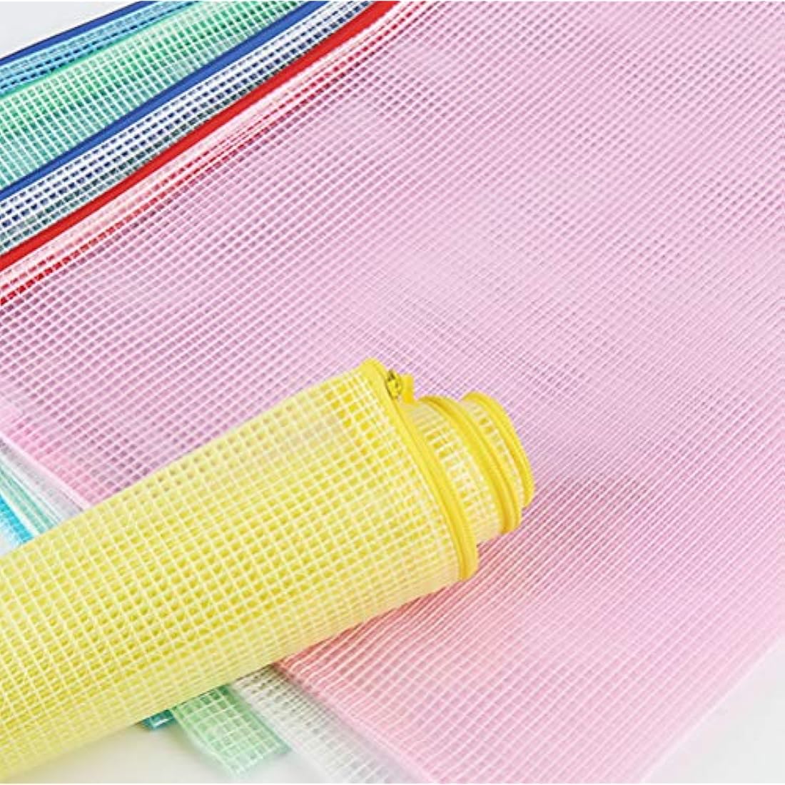 Vicloon Plastic Wallets, 15Pcs A3 A4 A5 Zip Lock Bags Mesh Document Wallet Document Folders Plastic Pockets Zipper File Wallet for School Office Homework Storage Bags