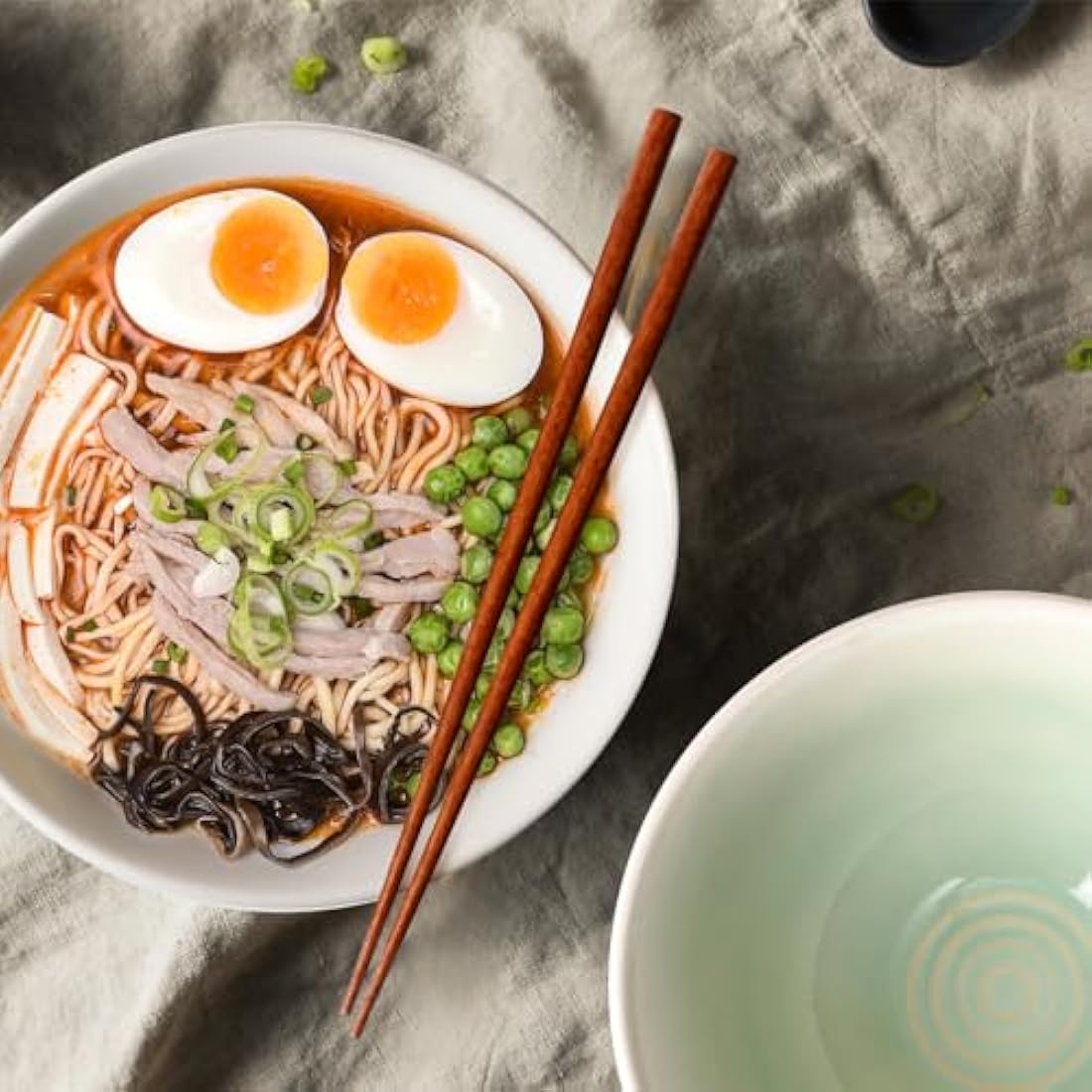 NUTRIUPS 1200ml Ceramic Ramen Bowl Set of 2 Noodle Bowls with Chopsticks and Spoons(Teal)