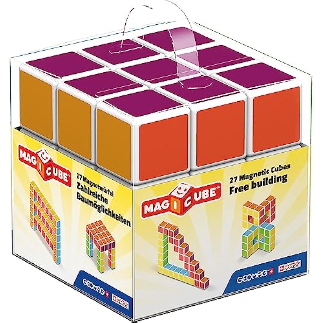 Geomag 128 Magicube Free Building 27 - Educational Building Set, 27 Magnetic Cubes, multicolor