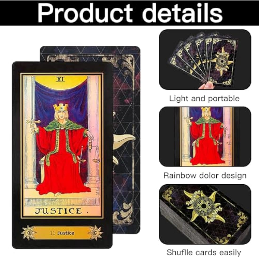 LHKJ 78 Tarot Cards Set,Tarot Deckwith English Instructions Classic Telling Game Card Set,Fate Forecasting Game for Beginners