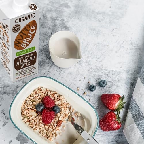 Nutty Bruce - Unsweetened Activated Almond Milk - Certified Organic & Vegan Alternative Milk, No Preservatives, Colours or Added Oils, Lactose Free, Dairy Free, Soy Free - 6 pack x 1L