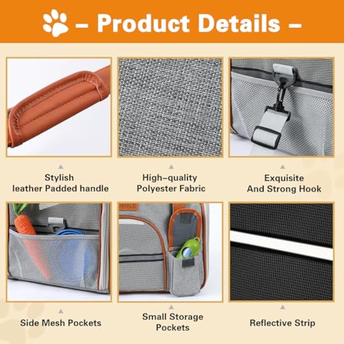 COMSLE Pet Carrier Bag Large for Cat Dogs up to 8kg, Airline Approved Portable Dog Travel Bag Suitable for Long and Short Trips with 5 Sides Breathable Mesh, Soft Removable Mat and Shoulder Strap