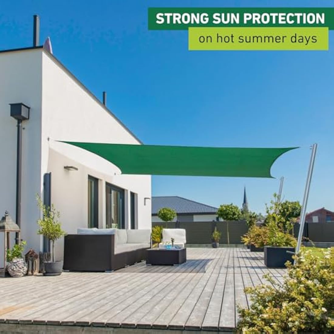 Windhager Capri Rectangular Sun Sail 4 x 5 m, Sun Protection for Garden and Patio, UV and Weather Resistant, Olive