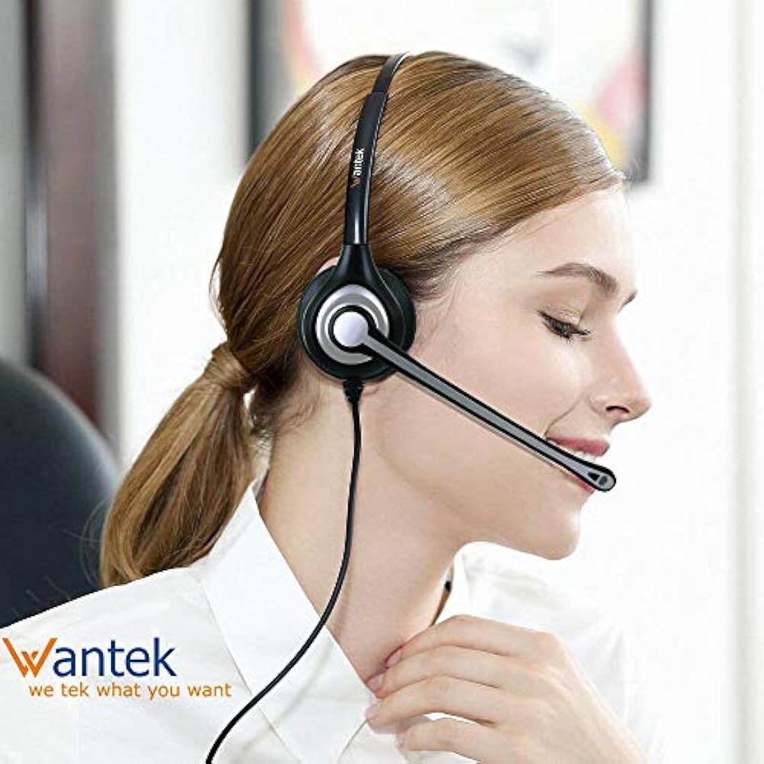 Wantek Cell Phone Headset Binaural with Noise Canceling Mic and Adjustable Fit Headband for iPhone Samsung Huawei HTC LG ZTE Blackberry Mobile Phone and Smartphones with 3.5mm Jack(F602J35)