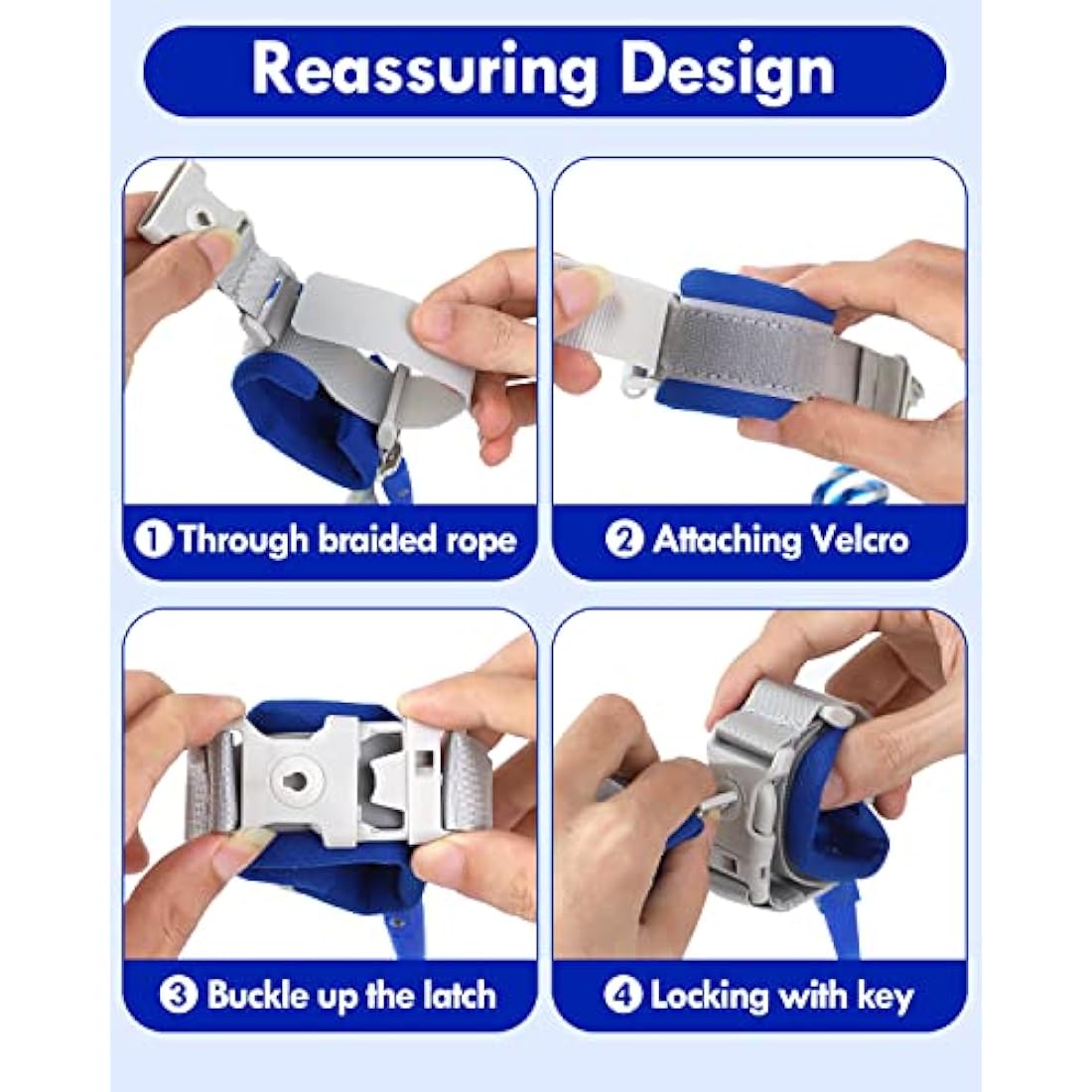 Lehoo Castle Baby Reins Anti Lost Wrist Link,Toddler Reins with Lock for Walking, Child Safety Harness Walking Leash for Children Boys and Girls (Dark Blue)