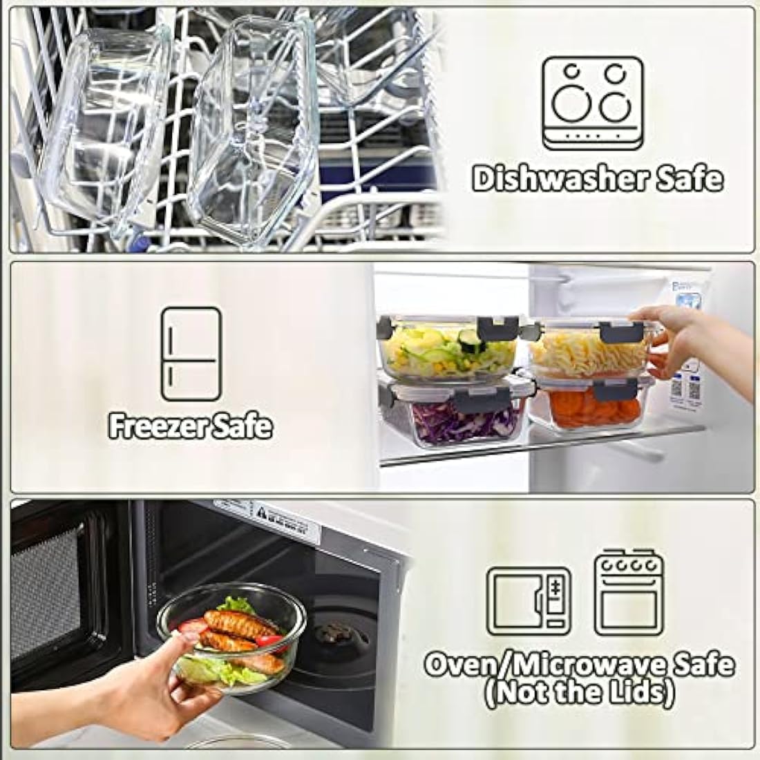MCIRCO 24-Piece Glass Food Storage Containers with Snap Locking Lids, Glass Meal Prep Containers Set, Airtight Lunch Containers, Microwave, Oven,Freezer and Dishwasher Friendly