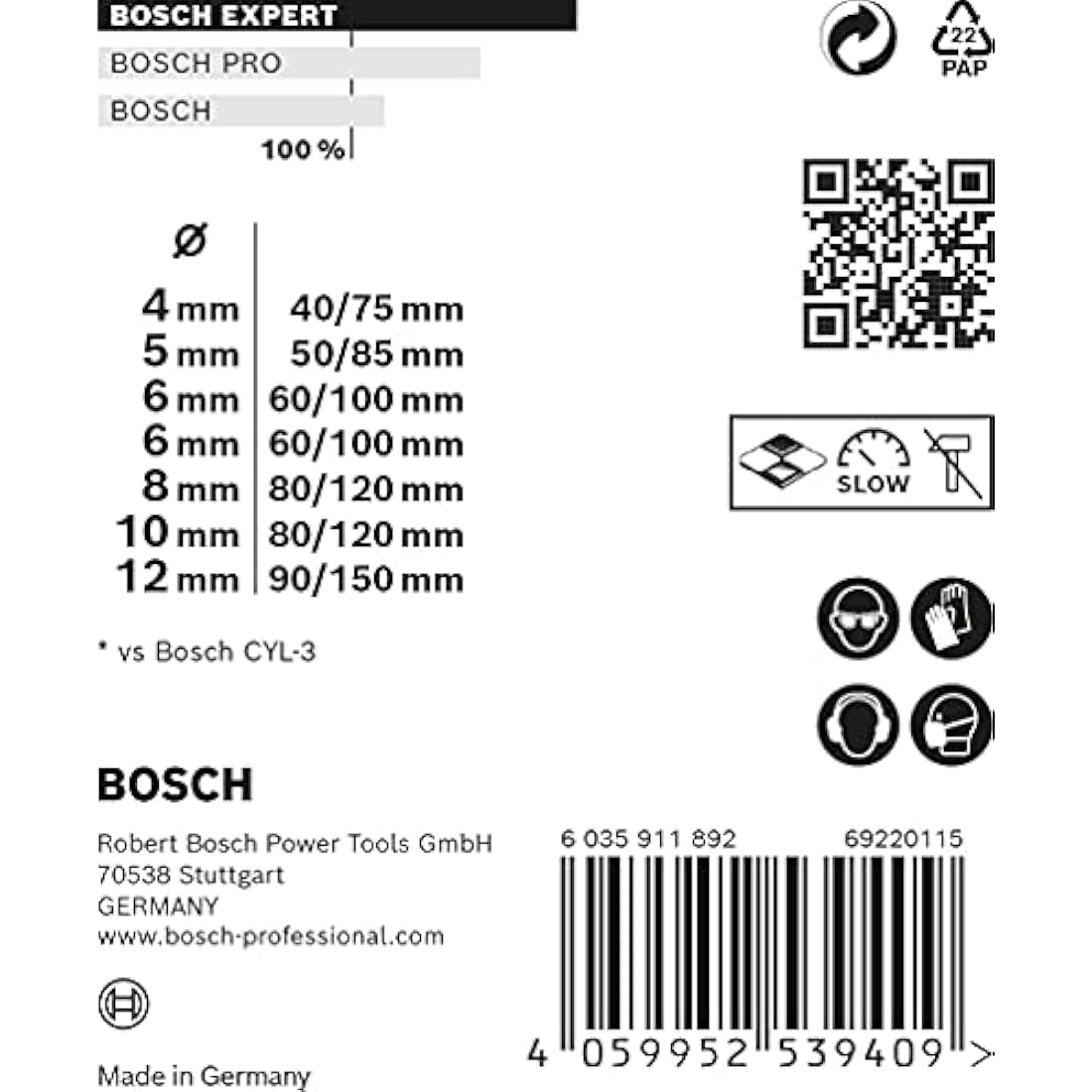 Bosch 7x EXPERT CYL-9 MultiConstruction Drill Bit Set (for Concrete, Soft tiles, Ø 4-12 mm, Professional Accessory Impact Drill/Driver, Rotary Drill/Drivers)