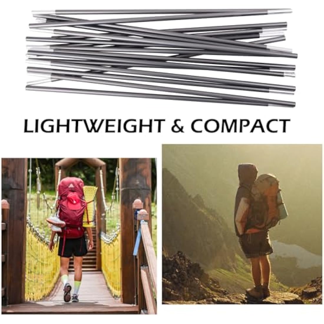 Azarxis Tent Pole Replacements Set of 2, Aluminum Alloy Tent Rod with Elastic Shock Corded Adjustable Tent Support Frames Repair Kit Tent Accessories Camping Equipment for Hiking Backpacking