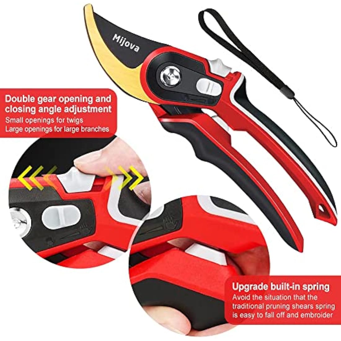 Garden Shears, Secateurs for Gardening Heavy Duty with High Carbon Steel Blades, Best Garden Pruner Scissors, Professional Gardening Hand Tools, Pruning Shears for Plants, Hedges and Flowers