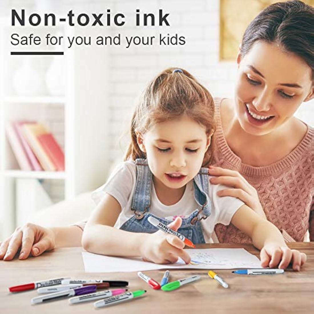 Volcanics Whiteboard Pens Low Odor Fine Whiteboard Markers Dry Wipe Pens Thin Box of 30, 10 Colours