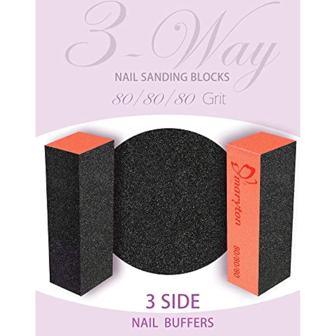 Maryton Sanding Blocks, 80/80 Grit Buffer Files for Acrylic Nails Kit Manicure Tool 10 PCS (Black Orange)