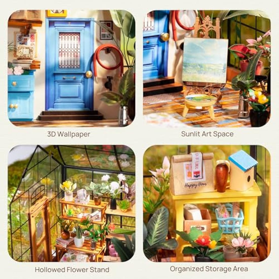 Rolife DIY Miniature Dollhouse Kit 1:24 Scale Wooden Greenhouse Mini House Furniture Women Girls Boys Gift Birthday Christmas Valentine