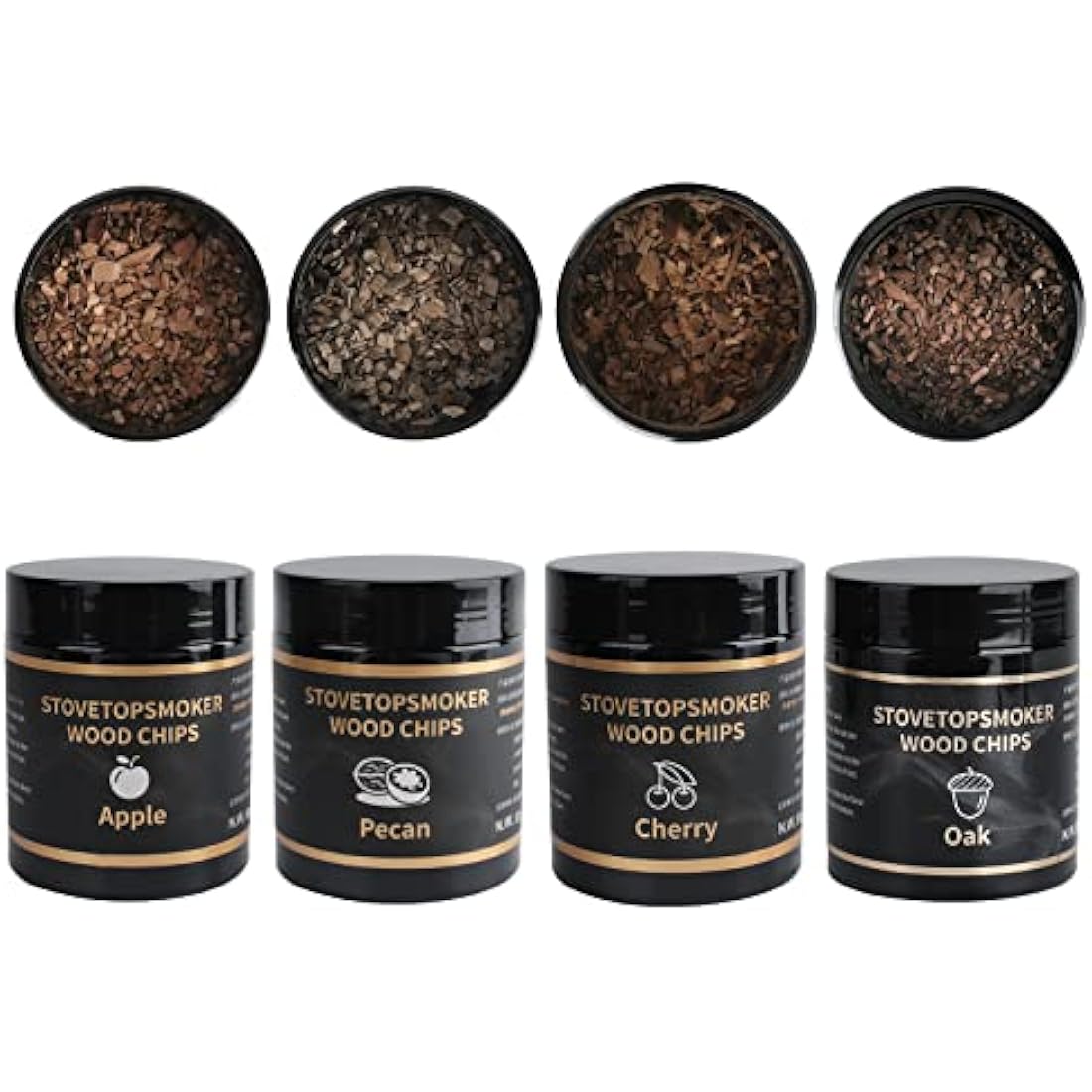 BORUiT Smoker Wood Chips for Smoking and Grilling, 4 Flavors Natural Apple Pecan Cherry Oak Smoking Wood Chips Great for BBQ Smoking Beef Pork Chicken Fish and Whisky
