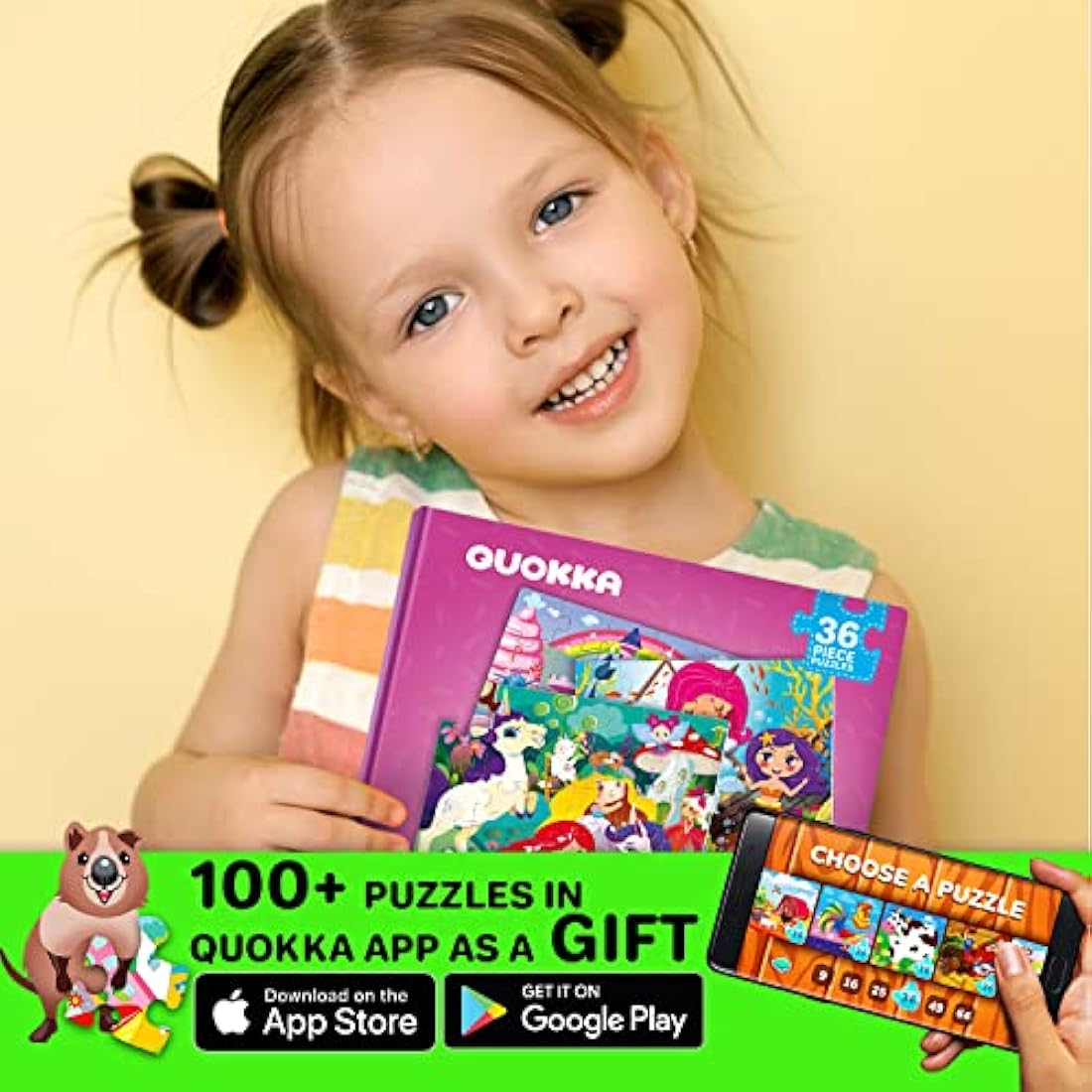 QUOKKA Magnetic Puzzles for 2 3 Year Olds - Travel Games for Kids Age 4 5 - Travel Toys for Toddlers on Plane Car Ride - 36 pc Jigsaw Princess Unicorn Games For 3 year olds - Plane Activities For Kids