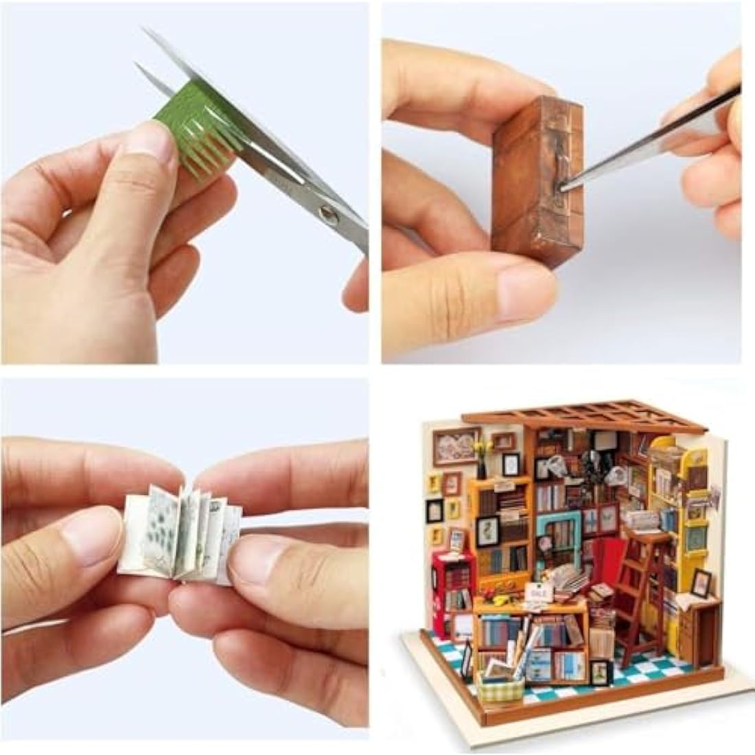 RoWood DIY Miniature Doll House Kit Library, Wooden Dollhouse Model Building Kits, Craft Kits Gifts for Adults and Teens for Christmas