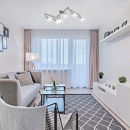 Unicozin LED Ceiling Light Rotatable, 6 Way LED Ceiling Spotlight, Matt Nickel & Swivelling Design, Including 6 X 4W GU10 LED Bulbs (450LM, Cool White 6000K),for Kitchen, Living Room, Bedroom