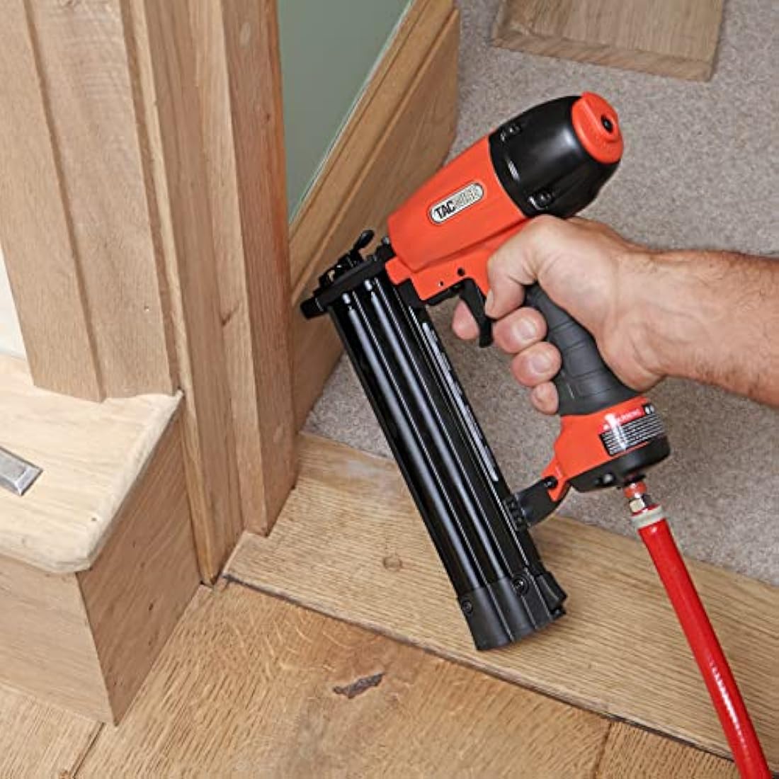 TACWISE 1716 DGN50V Air Brad Nail Gun with 1000 Nails, Uses Type 180 (18G) Nails, 20-50mm, Orange