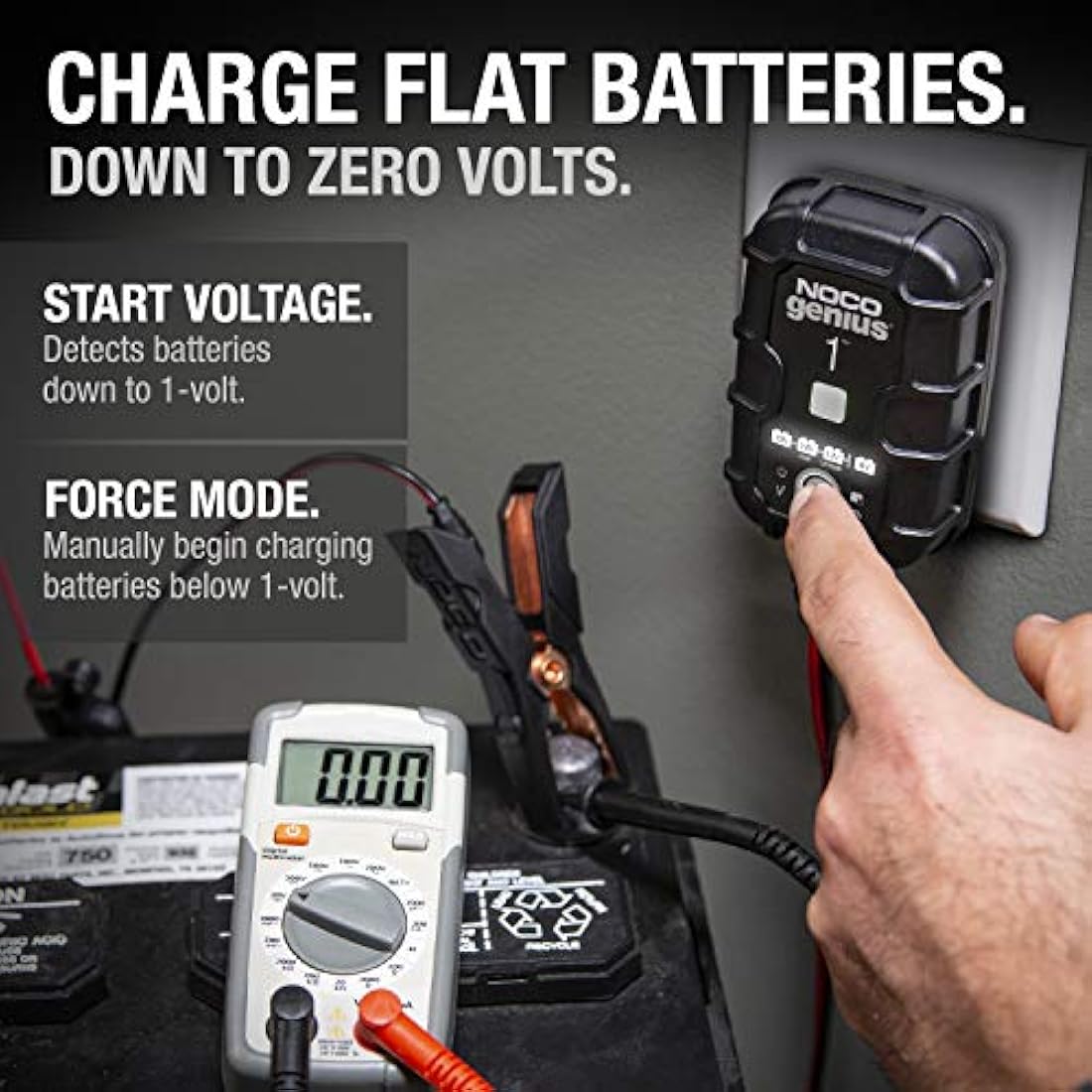 NOCO GENIUS1: 1A 6V/12V Smart Battery Charger – Automatic Maintainer, Trickle Charger & Desulfator with Overcharge Protection & Temperature Compensation – For Lead-Acid & Lithium Batteries