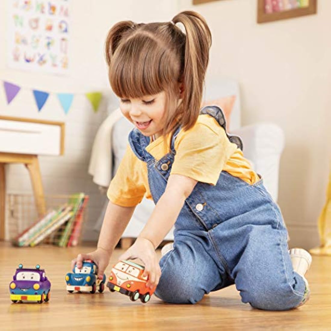 B. toys – Mini Pull – Back Vehicles Set – Set of 3 Vehicles – Truck, Camper Van, Police – 12+ Months