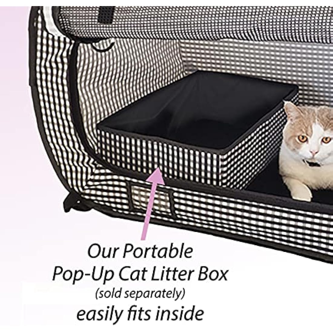 Necoichi Portable Stress Free Cage Carrier and Litter Box, Indoor & Outdoor, Travel (Black, Cage/Kennel+Litter Box)