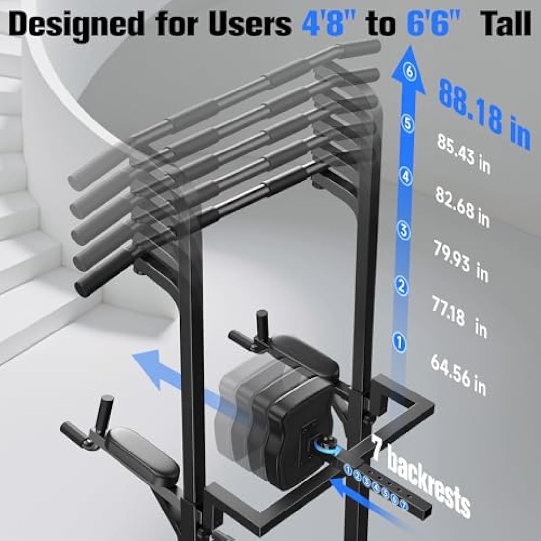 Sportsroyals Power Tower Dip Station Pull Up Bar for Home Gym Strength Training Workout Equipment, 450LBS.