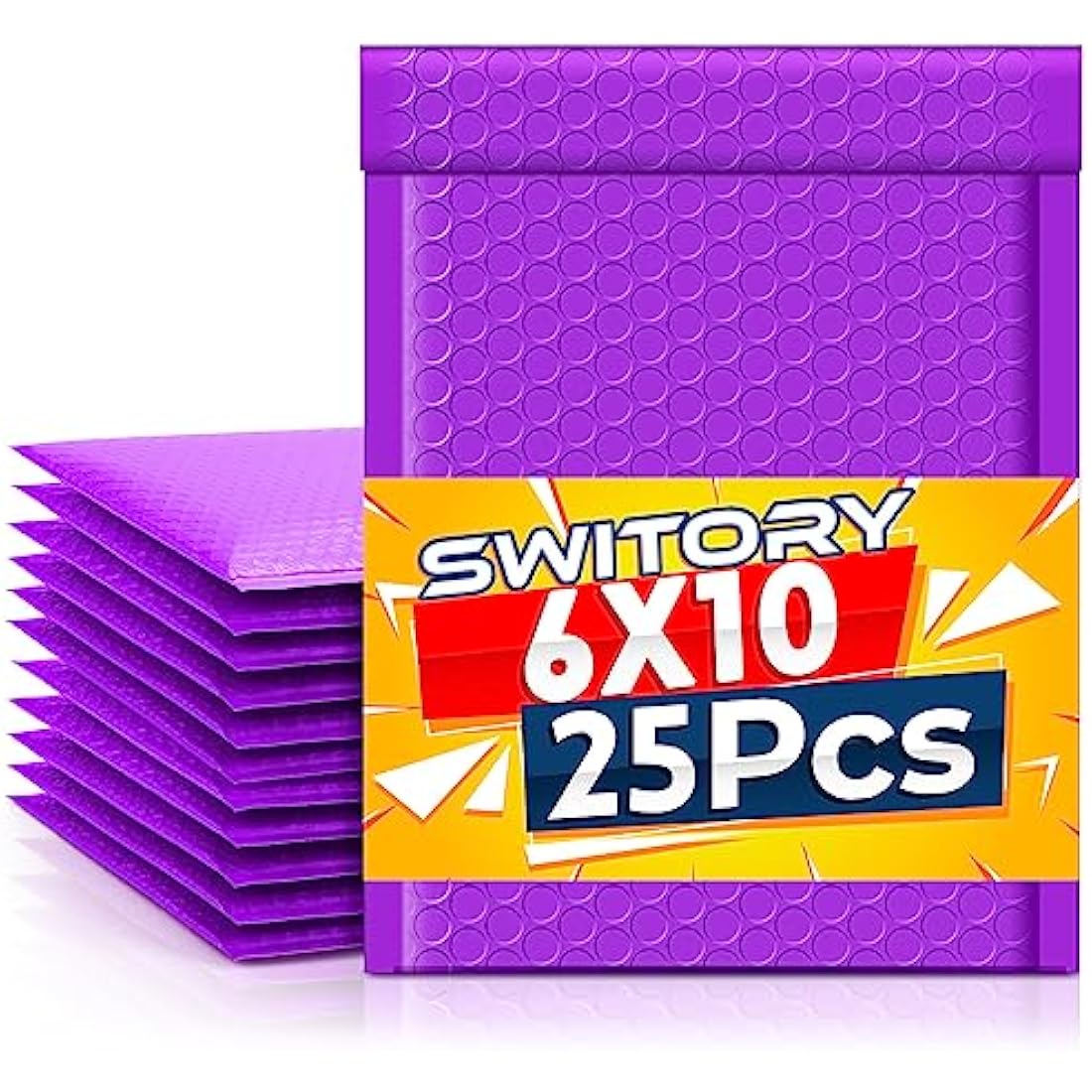 Switory 25Pcs Poly Bubble Mailers A5 Padded Envelopes Bulk Bubble Lined Wrap Polymailer Bags for Shipping Packaging Mailing Self Seal Purple 15.2cmx22.9cm