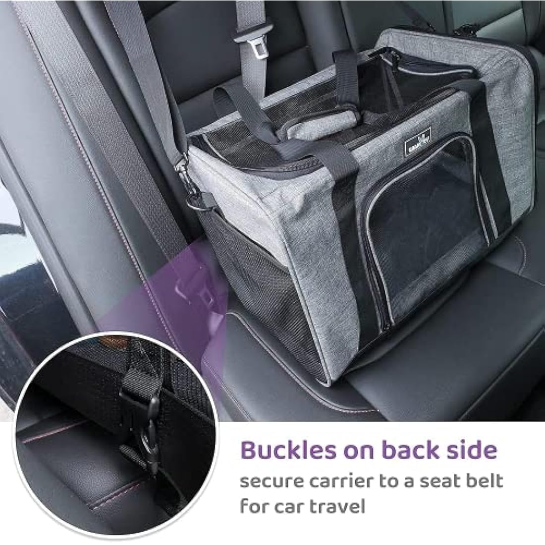 Wakytu Pet Carrier Bag for Small Medium Cats and Dogs, Foldable Cat Travel Carrier Bag, Soft-Sided Dog Carrier with Adequate Ventilation, 3 Entrance, Locking Safety Zippers
