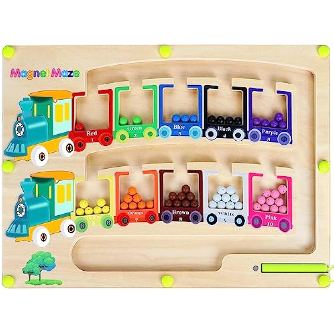 Pincush Magnetic Colour and Number Maze Montessori Wooden ToysCounting Matching GamesEducational Learning Toys for Preschoolers Gift for 3 4 5 6 7 Years Old Girls and Boys