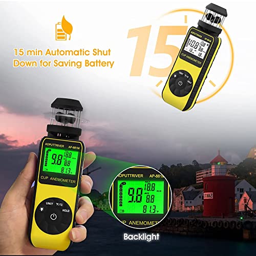 Pocket Anemometer, Handheld Anemometer Update Wind Meter with 360°Rotation any wind Direction