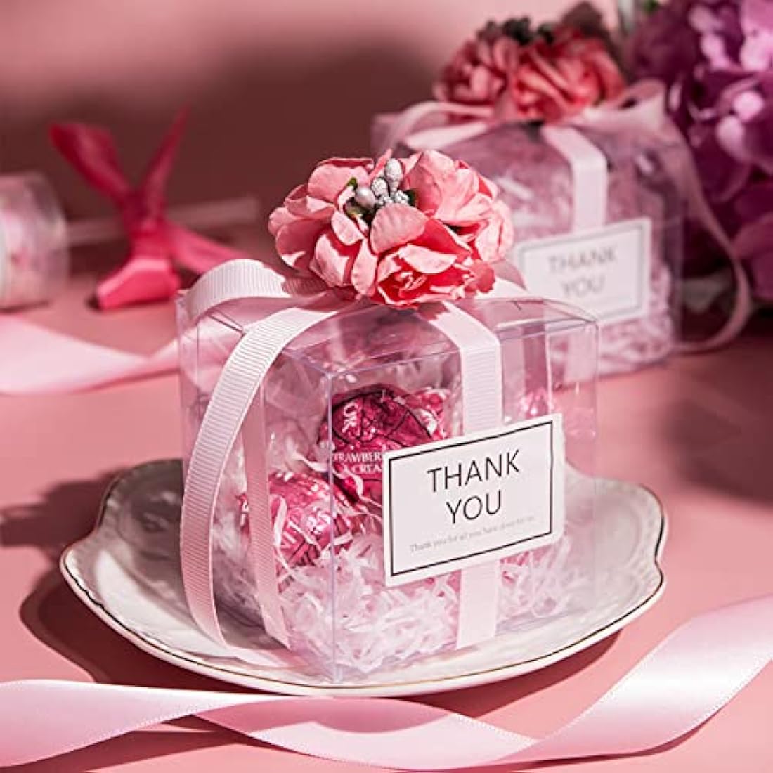 BENECREAT 30PCS 7x7x7cm Clear Cube Wedding Favour Boxes PVC Transparent Cube Gift Boxes for Jewelry Storage Display, Cake, Candy, Chocolate, Balloon