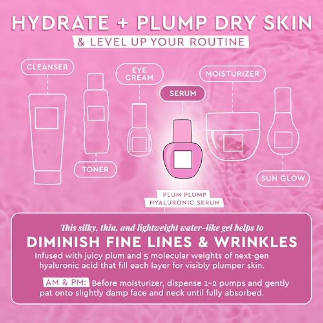 Glow Recipe Plum Plump Hyaluronic Acid Skin Care Serum - Hydrating Skincare + Face Serum for Women & Men with Antioxidant Plum + Vitamin B5 to Repair Skin Barrier & Lock-In Facial Hydration (60ml)