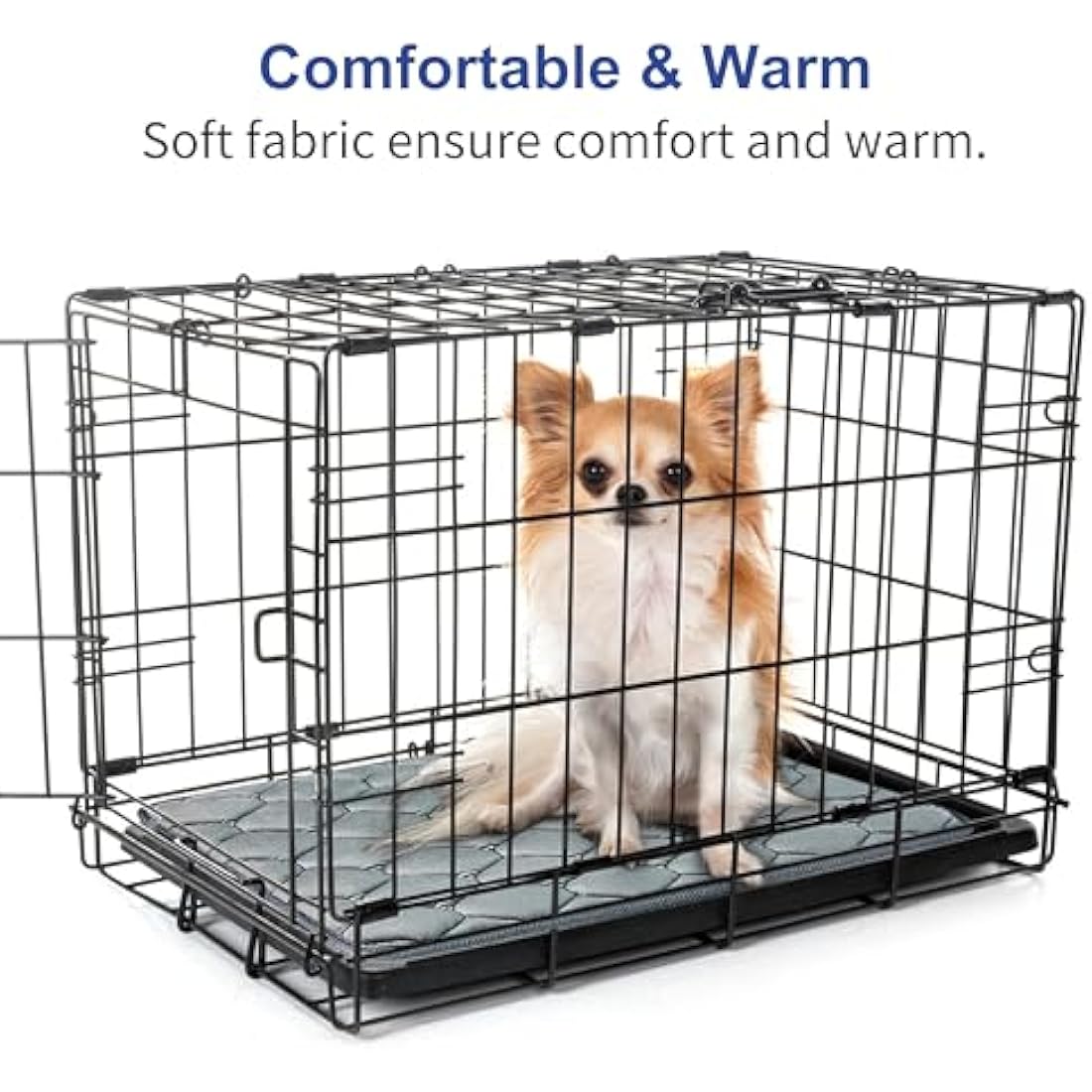 Geegoos Large Dog Crate Mattress, Washable Soft Kennel Pads, Pet Bed Blanket for 42 inch Cage, Dog & Cat Bed Mats (104x68cm, Grey)