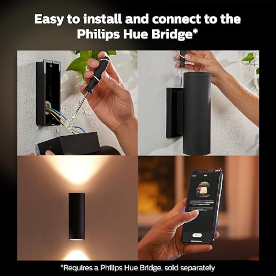 Philips Hue Appear Colour Smart LED Outdoor Wall Light, LED Outdoor Lighting for Patios and Gardens, Ambient Lighting Compatible with Alexa, Google Assistant and Apple Homekit