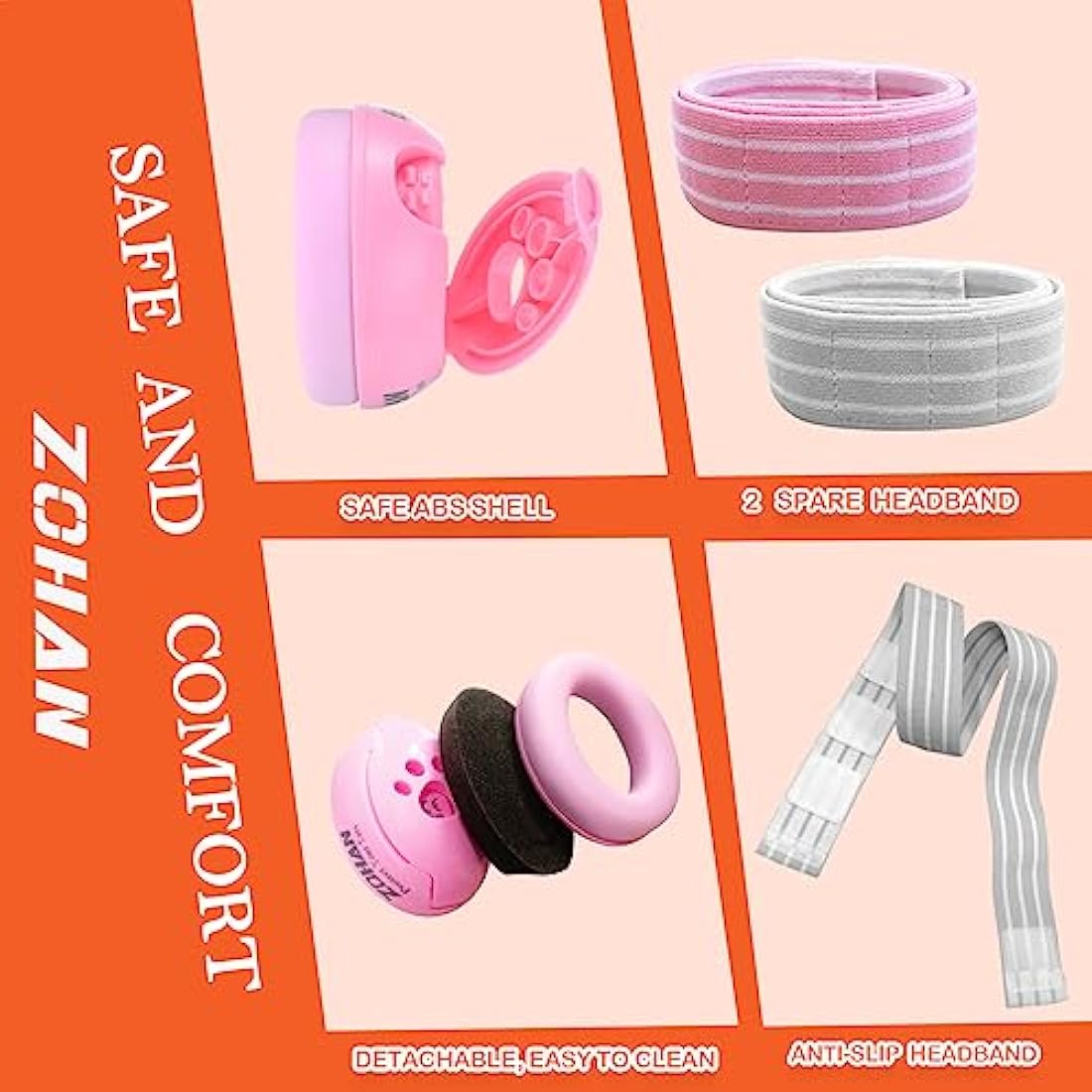 ZOHAN 001 Ear Defenders Baby 3-36 months Earmuffs Noise Cancelling Infant Adjustable Headband for Toddlers Comfort Headphones Against Hearing Damage, Reduction 23dB SNR for Festivals & Travel (Pink)