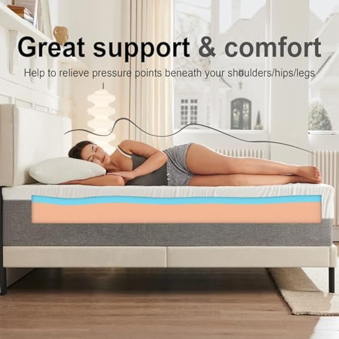Twirest Double Mattress, Memory Foam Mattress, Medium Firm, Breathable Knitted, Soft and Skin Friendly Cloth, Mattresses in a box (135x190x20cm)