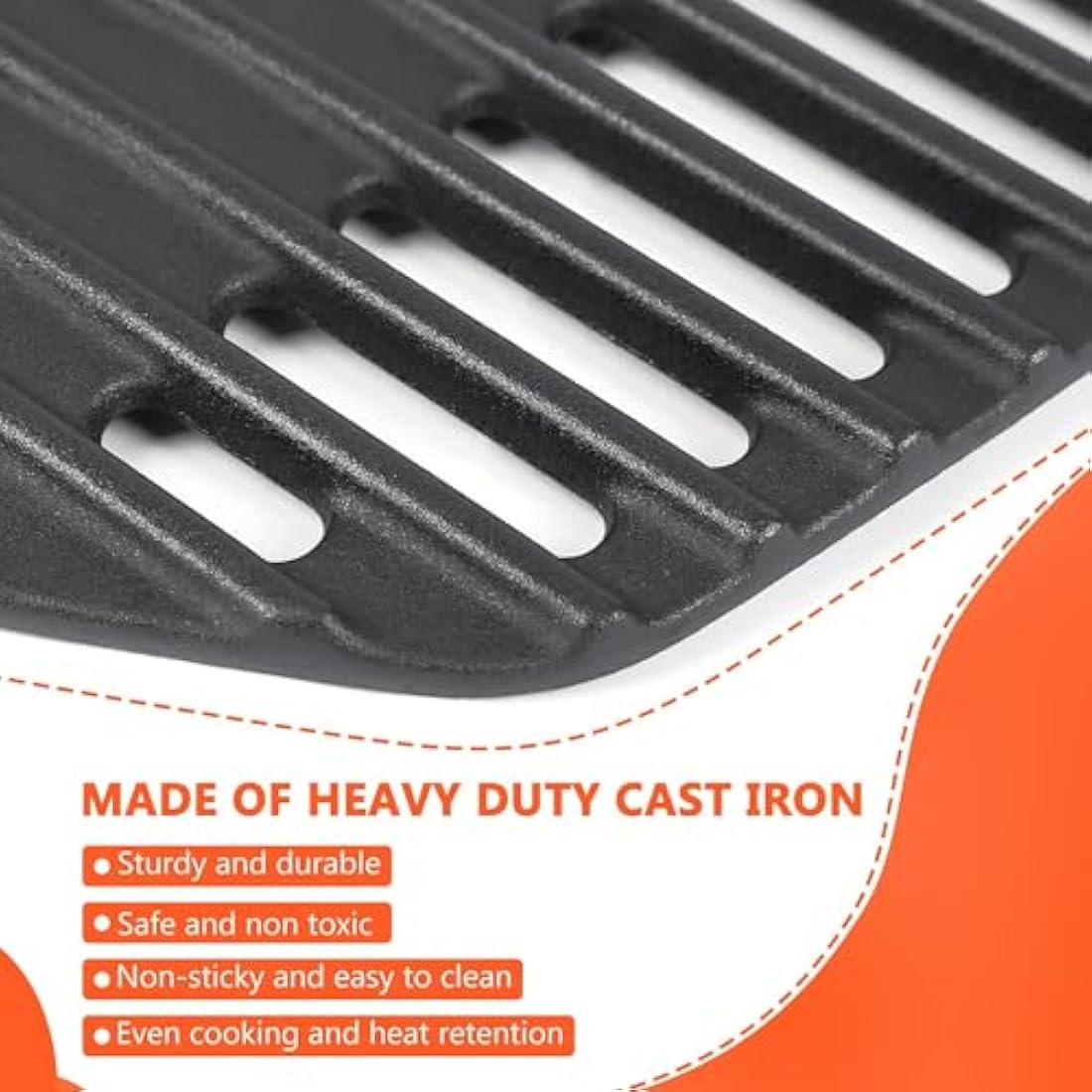 GFTIME 7646 Cast Iron Cooking Grid Grate for Weber Q300 Q320 Q3000 Q3200 Series Gas Grills, Replacement Spare Parts for Weber 7646 7584, (63.5 x 45.2cm in Total), 2 Pack