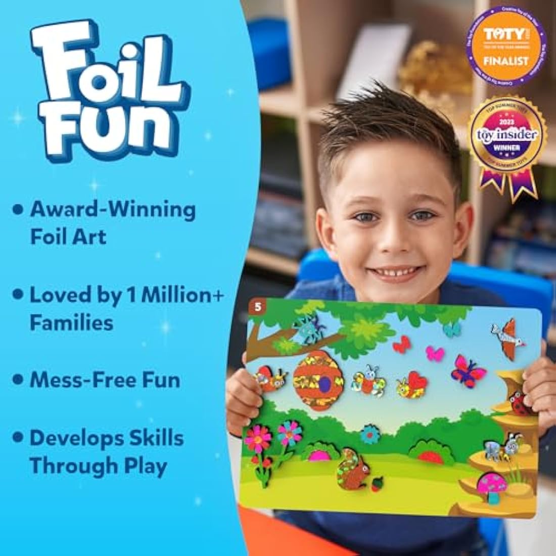 Skillmatics Foil Fun - Bugs & Butterflies, No Mess Art for Kids, Craft Kits & Supplies, DIY Creative Activity, Travel Toys, Gifts for Boys & Girls Ages 4, 5, 6, 7, 8, 9