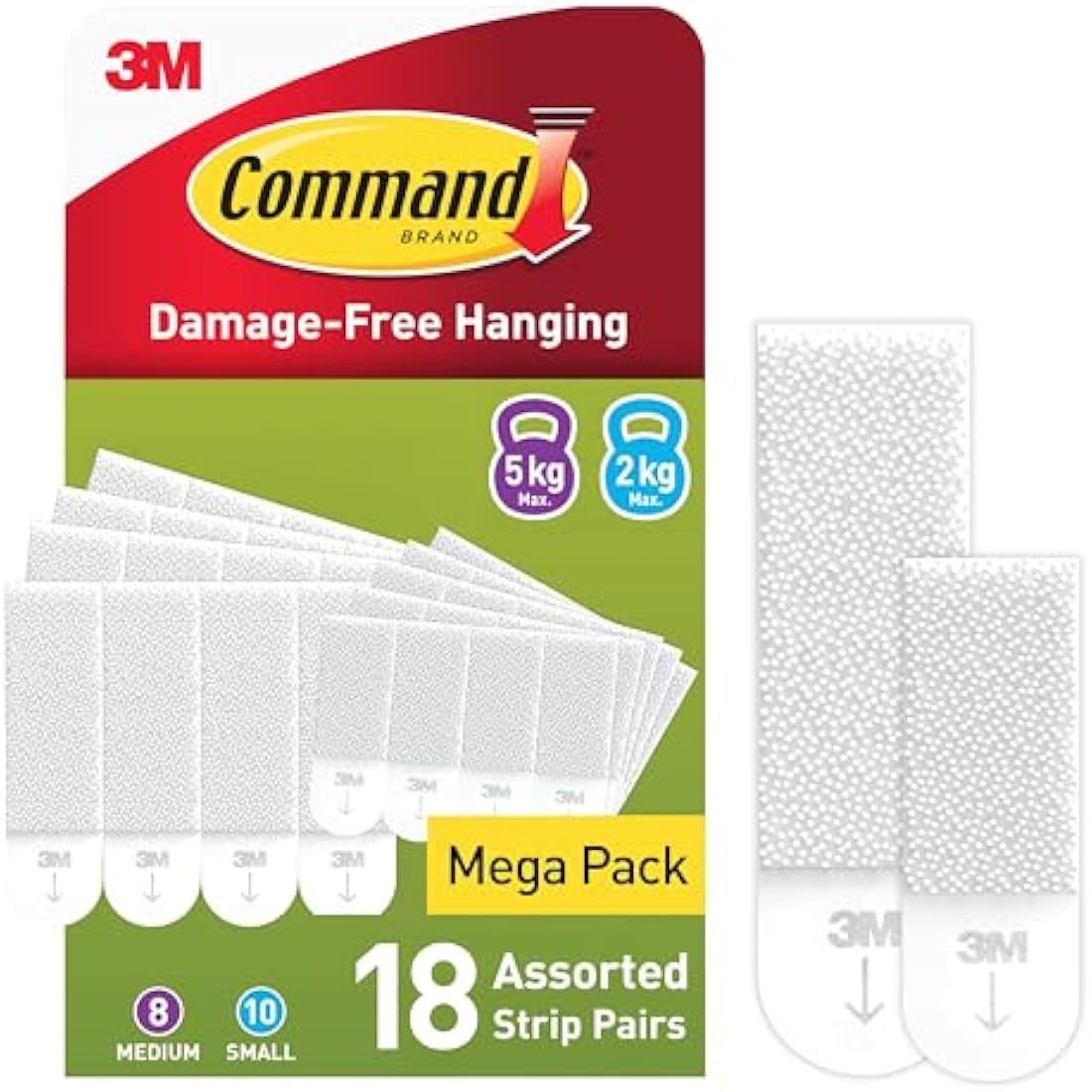 Command Picture Hanging Strips, Value Pack - 10 Pairs of Small (20 Strips), 8 Pairs of Medium (16 Strips) Adhesive Strips - For Pictures & Frames in Different Sizes - Damage Free Hanging