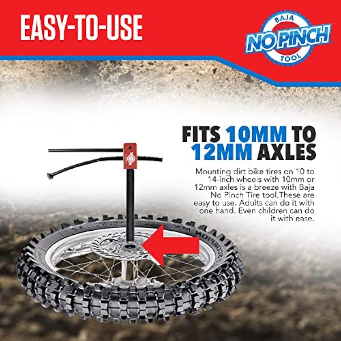 BAJA NO PINCH Minibike Tyre Changing Kit – Mini Pushrod, 10mm/12mm Axle Sleeves – Dirt Bike Tool Kit, Motorcycle Tyre Changer, Tyre Monkey Lever, Bike Tool & Wheel Accessories