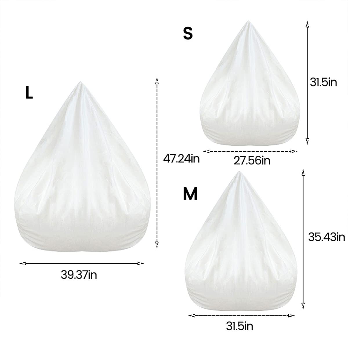 Bean Bag Chair Inner Liner Replacement, Removable and Washable Lazy Sofa Inner Liner with Zipper